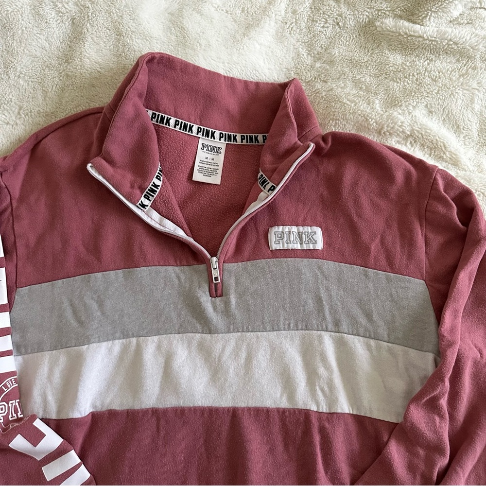 PINK Quarter Zip in Dusty Rose size M